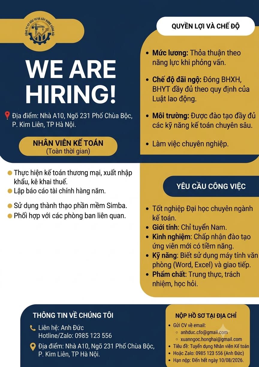 Công ty TNHH Cung ứng nguồn nhân lực Ocean Connect Tuyển dụng: Học việc Kế toán Thuế
