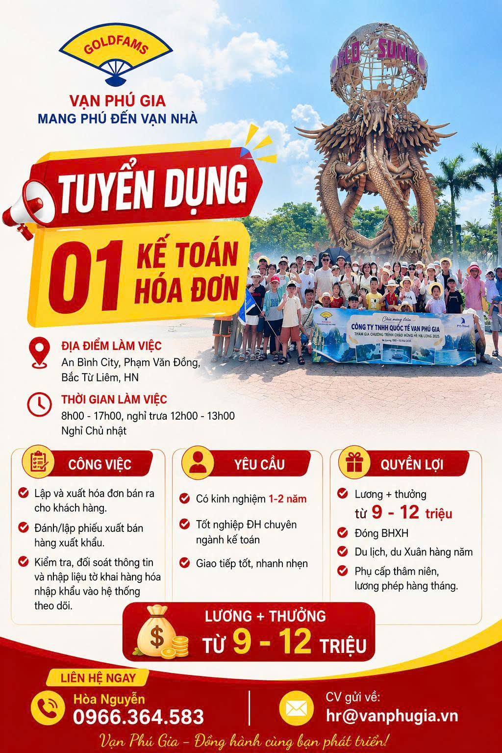 Công ty TNHH Quốc tế Vạn Phú Gia tuyển dụng Kế toán hóa đơn